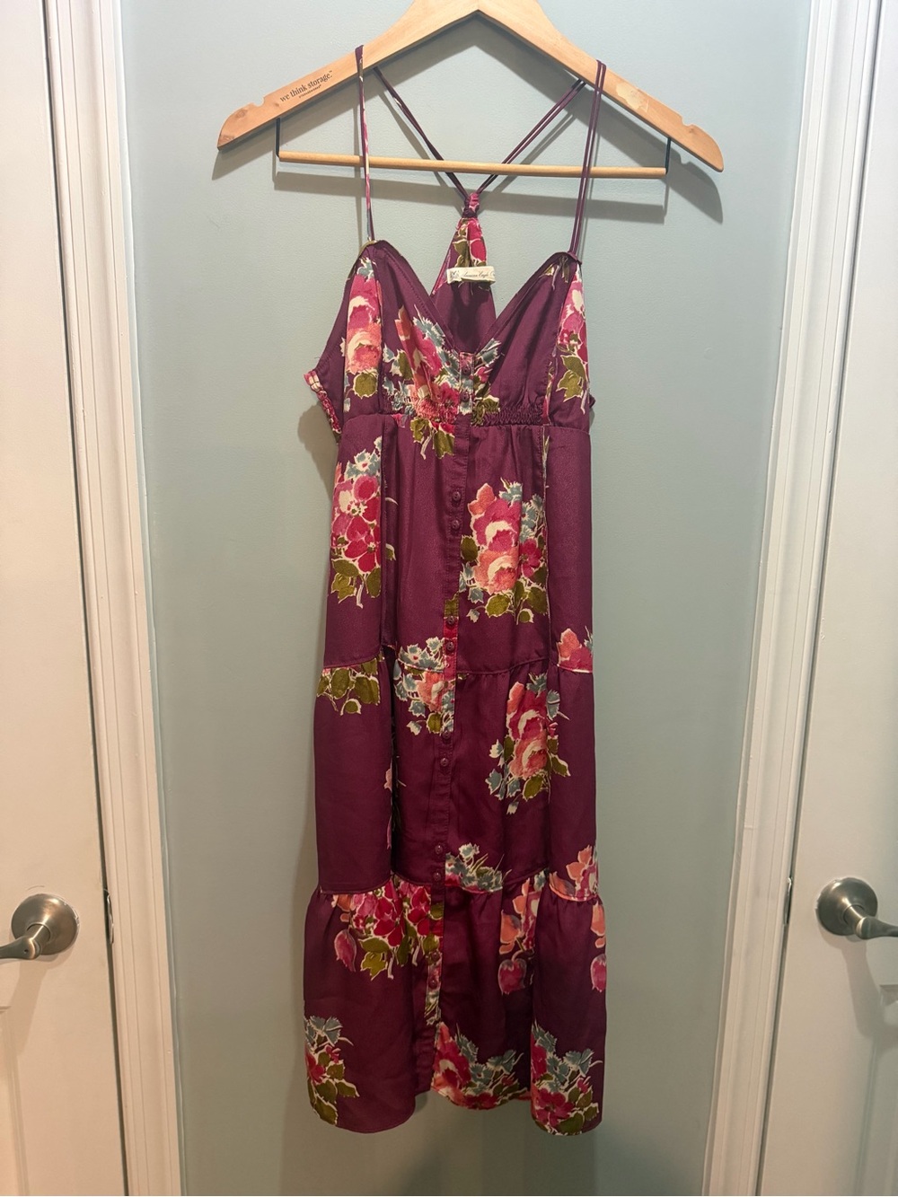 American Eagle Outfitters Burgundy Floral Midi Dress